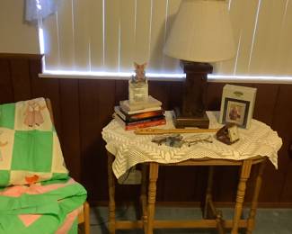 Vintage table, vintage quilt top