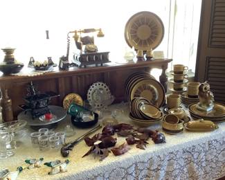 Vintage carved koi fish set