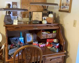 Vintage oak roll top desk