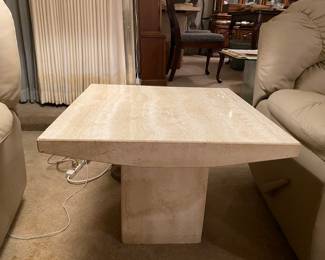 Mid Century Travertine End Table  (Two with Set)