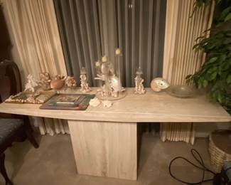 MidCentury  Travertine Side Table matches Coffee table and 2 end tables. 