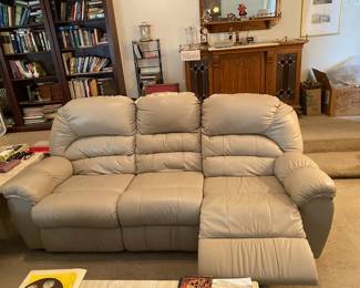 Faux Leather Sofa w manual foot rest (loveseat and recliner)