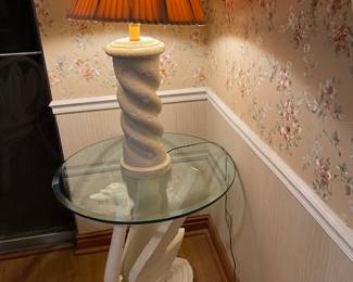 Swan Glass Top Table (w lamp)
