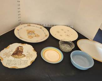 Lord's Prayer plate, platter, plates and bowls