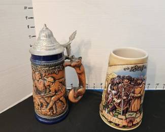 German beer stein and "1804 Birth of a Nation" mug