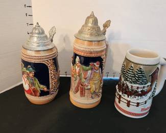German steins and Anheuser-Busch limited edition mug
