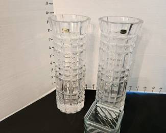 24% lead crystal vases and small vase