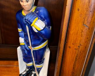 Vintage decanter hockey player