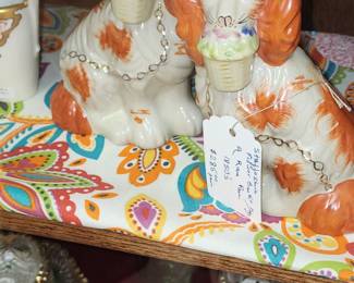 Rare 1850's Staffoshire Flower Basket Dogs