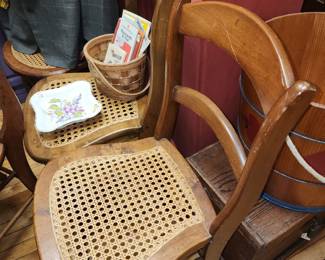 Turn of the Century Parlor Chairs (5) Recaned and beautifully different.