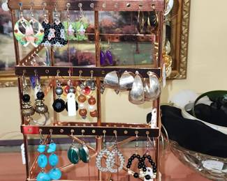 Assorted Clip and Pierced Earrings. Sterling, beads, and stone.