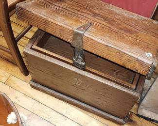 Primitive wooden tool chest, very neat 