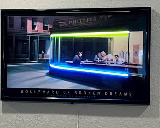 "Boulevard of Broken Dreams" Wall Art w/ Neon Lights Outlining the Front Window (Turns on and off)