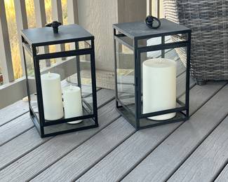 Set of Two Square Lanterns 10”x10”x17”h