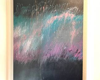 Contemporary Abstract Original Artwork Named " Rapture" Stretched on Box Frame -Signed by Unknown Artist 42" x 52"