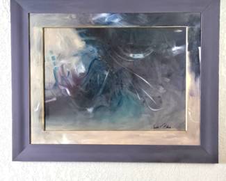 Original Contemporary Art - Abstract Painting that Flows onto the Matte - Framed & Signed by Artist