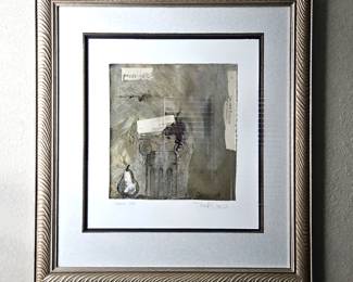 Set of Two Wall Art Pieces in Mixed Media - Contemporary Style Framed 31" x 34" Each "Memories Suite"