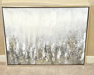 Contemporary Textured Wall Art Winter Like Scene with Silver Frame 40" x 29"