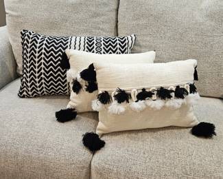 Set of 3 Throw Pillows In Black and White Shades- Two 16" Lumbar from Pier 1 & One 23" Lumbar