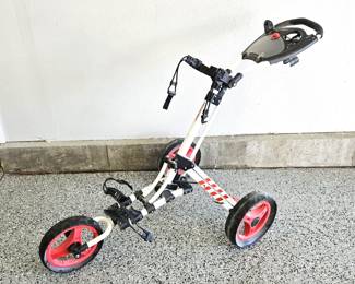 Tour Trek Brand White and Red Golf Bag Folding Golf Bag Caddy with Cup Holder