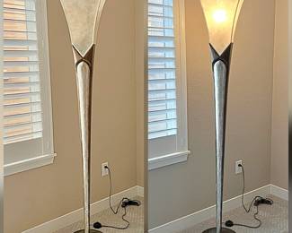 Lot #M 38 -Stunning 72” Tall Modern Art Deco Torchiere Floor Lamp