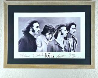 Amazing Beatles Poster/Wall Art - Matted and Framed - Shows all Four Members with Their Signatures Printed Below