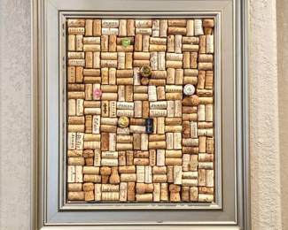 Framed Handmade Cork Board Made with Wine and Champagne Corks - w/ Silver Frame
