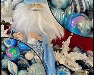 TWO Tubs of Everything you Need to Decorate your Home & Christmas Tree in "Ice Blue & Silver" Ornaments