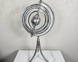 Metal Deco Art Object Armillary Rotating Rings; 24"H x 13" W - Table Top Decor