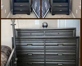 Large Dark Gray Dresser w/ Matching End Tables
