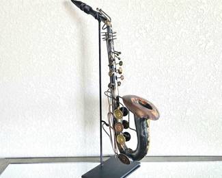  Whimsical Metal Table Top Decor Saxophone Sculpture - 24" Tall
