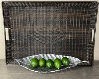 Woven Tray and Pier 1 Leaf Bowl