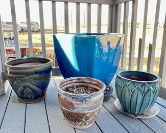 Set of Four Glazed Ceramic Pots