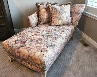 Classic Chaise Lounger with a Corner Back - Pink, Sage and Cream Colors - Great condition very clean & Comfortable