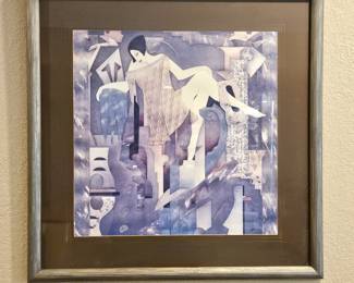  Wall Art Matted & Framed- Laura Artusio Lithograph -"Metropolis" Contemporary Style 34"x34