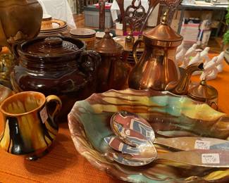 Brown Ironstone Bean Pot, Vintage Majolica Serving Pieces, 