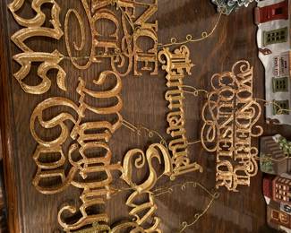 Large Christmas decorations in gold tones. These are about 3 to 5 inches each. 