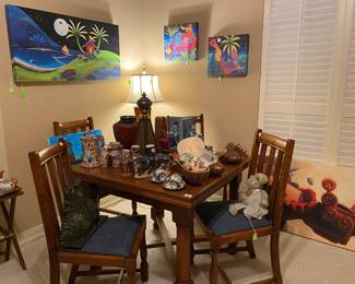 Antique Square Table, Asian Style Decoratives, Artwork