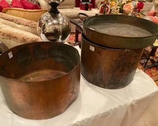 Large Antique Copper Pots