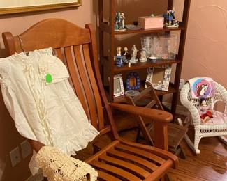 Rocker, Book Case, Child's Wicker Rocker, Christian Gown, Dollies, 