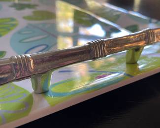 Mariposa Tropical Plant Tray with Faux Bamboo Handles. Photo 2 of 3.