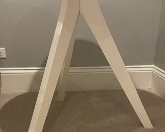 Vintage White West Elm Tripod Side Table With Glass Topper - 2 Available. Each Measures 30" D x 30" H. Photo 3 of 3.