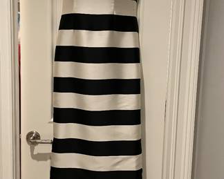 Carolina Herrara Strapless Black and White Wide Stripe Gown. Size 8. Other Size 6 & 8 Formal Wear Includes:
1 Vera Wang Nude Floor Length Dress
1 DVF Floor Length Dress
1 Adam Lippes Strapless Black Lace Floor Length Dress
1 Ralph Lauren Platinum Strapless Floor Length Gown
1 Donna Karan One Shoulder Coral Tea Length Dress
1 ALC Teal Halter Neck (last season ) Tea Length Dress
1 BA&SH Cream and Red Flower Tea Length Dress
1 Ciao Lucia Blue Silk Short Sleeve Wrap Dress