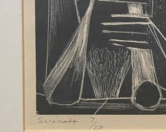 "Serenade," Signed & Numbered Print # 7/20. Miriam McKinney Hofmeier. Measures 13" x 9" without Frame; 25" x 21" Framed. Photo 2 of 3.