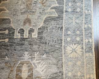 Vintage Merchandize Mart Sourced Persian Style Rug in Grey & Blue Color Way. Measures 8' 11" x 12." Photo 3 of 5.