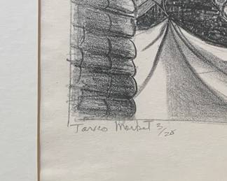 "Taxco Market," Signed & Numbered Print. Miriam McKinney Hofmeier. Measures 9" x 13" without Frame; 21" x 25" Framed. Photo 2 of 3.