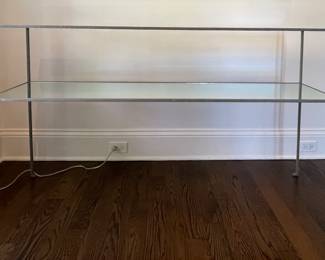 Jayson Home Double Shelf Console with Mirrored Glass Shelves. Measures 60" W x 12" D x 32" H. Photo 1 of 3.