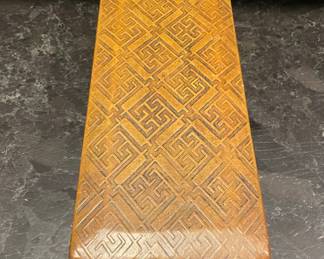 Greek Key Leather Embossed Box. Measures 14" W x 5" W x 3.5" H. Photo 2 of 3.