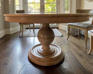 Noir Furniture Rustic Oak Pedestal Farm Table. Measures 60" D x 31" H with 29" Clearance. Great As Is But Would Be AWEOME With A Custom Paint Job. Photo 1 of 4.