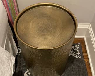 Brass Drum Side Table - 2 Available. Each Measures 16" D x 20" H. Photo 2 of 2.